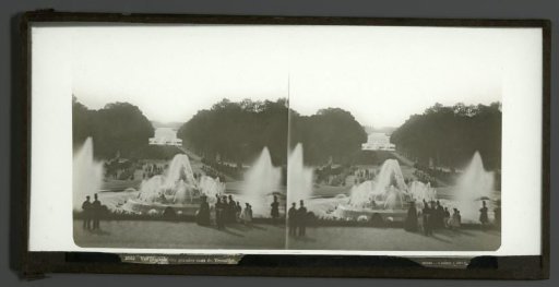 View of the fountains in the French garden of the Palace of Versailles