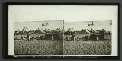 View of a camp on the shore of Lake Timsah, Egypt