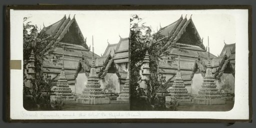 View of the Wat Phra Kaew, the Temple of the Emerald Buddha, in Bangkok