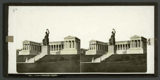 Ruhmeshalle in Munich, with the statue of Bavaria in the foreground