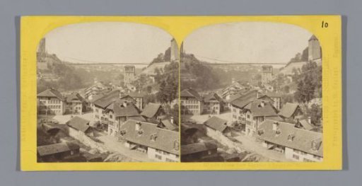 View of Fribourg with a suspension bridge, Switzerland