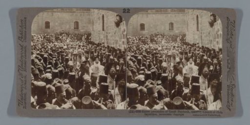 Easter procession of the Greek patriarch before the Church of the Holy Sepulchre, Jerusalem