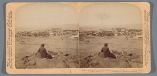 View of Caesar's Hill with a seated man in the foreground, seen from Devonshire Hill, South Africa
