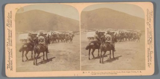View of the medical corps on the way to the front from Cape Town, South Africa