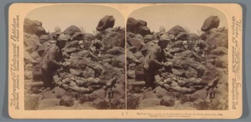 Scene of British soldiers on the battlefield in Dordrecht, South Africa
