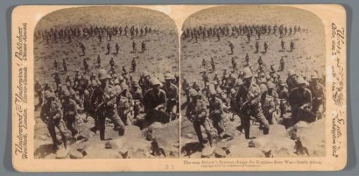 Scene of British soldiers carrying out an attack on a hill