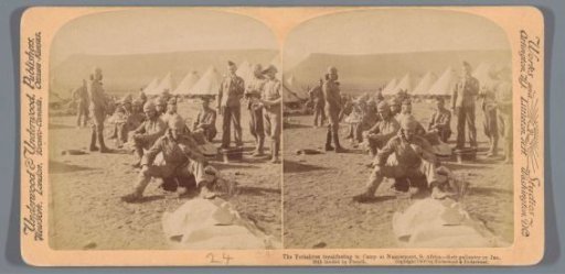 British soldiers having breakfast in their camp near Noupoort in South Africa