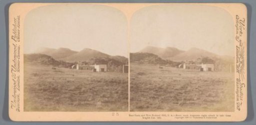 View of a plain with a farm and New Zealand Hill behind it, where the Boers launched an attack on 14 January