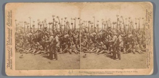 Group portrait of British soldiers departing for the front in South Africa