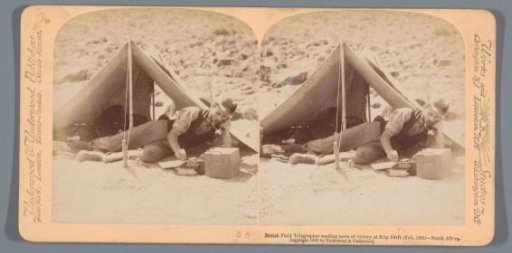 View of a soldier lying in front of a tent at Klipdrift, 12 February