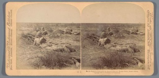 View of soldiers at the front at the Modder River, South Africa