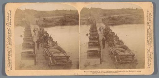 View of a pontoon bridge over the Modder River, South Africa