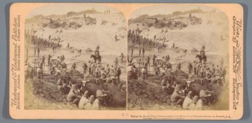 British soldiers crossing the Vet River with cannons during the advance on Pretoria under the command of Lord Roberts (Frederick Sleigh Roberts)