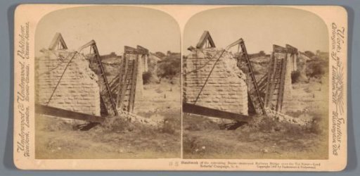 View of a destroyed bridge over the Vet River in South Africa