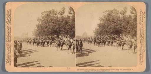 The British army marches into Kroonstad under the command of Lord Roberts (Frederick Sleigh Roberts) and Lord Kitchener (Horatio Herbert Kitchener)