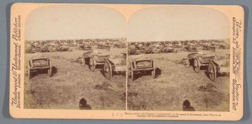 View of transport wagons on the way to Kroonstad, South Africa