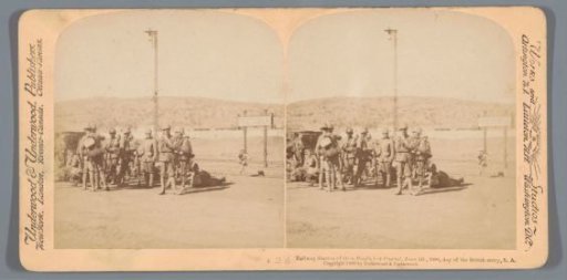A group of British soldiers waiting at the Pretoria railway station