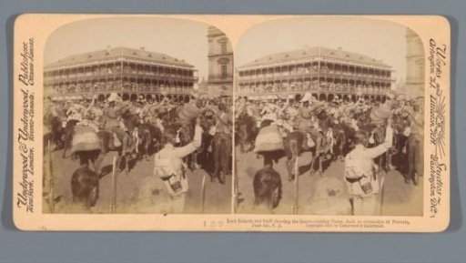 View of the Church Square where Lord Roberts (Frederick Sleigh Roberts) and his men celebrate the capitulation of Pretoria, 5 June 1900
