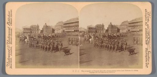View of the Church Square during the capitulation of Pretoria with the troops of Lord Roberts (Frederick Sleigh Roberts) in the foreground, 5 June 1900