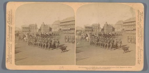 View of the Church Square during the capitulation of Pretoria with the troops of Lord Roberts (Frederick Sleigh Roberts) in the foreground, 5 June 1900