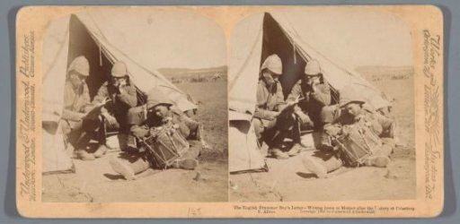 Three soldiers in front of a tent in Colesberg, South Africa
