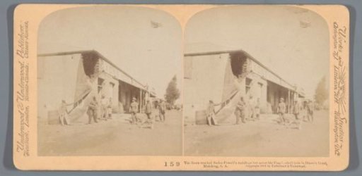 View of the damaged Dixon Hotel, headquarters of Robert Baden-Powell in Mafeking
