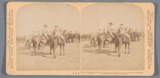 Staged scene of soldiers of the New South Wales Imperial Bushmen waiting for inspection in Mafeking