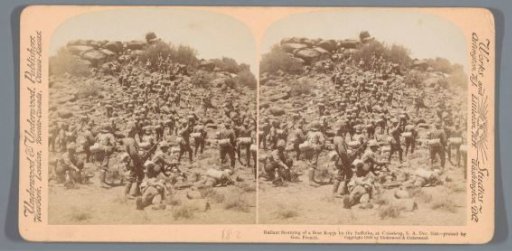 Staged representation of a storming by British soldiers in Colesberg