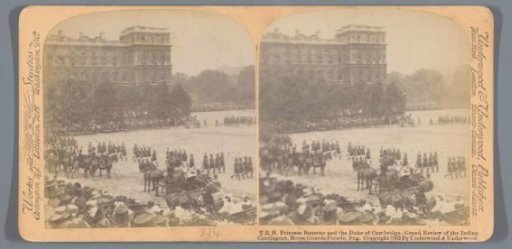 Military parade inspected by Beatrice Mary Victoria Feodore of Saxe-Coburg and Gotha