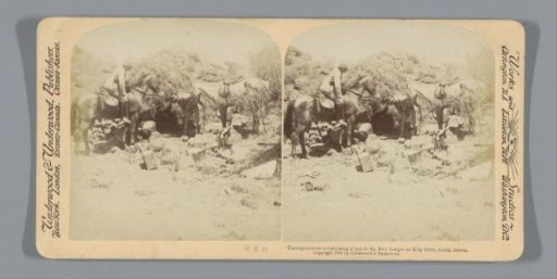 Two Britons examining a Boer hiding place in Klipdrift, South Africa