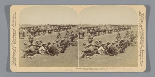 British soldiers resting after a fight at the Modder River, South Africa