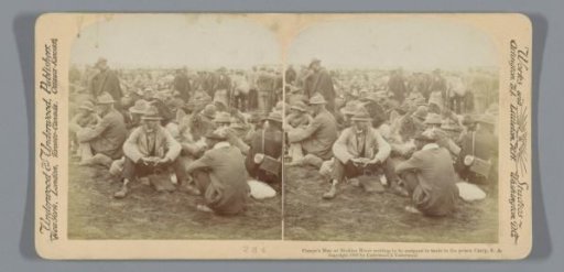 Captured Boers waiting at the Modder River, South Africa