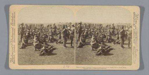 Volunteer soldiers waiting at the Orange River, South Africa