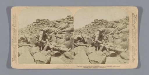 Dying British soldier and other fallen soldiers at Graspan, South Africa