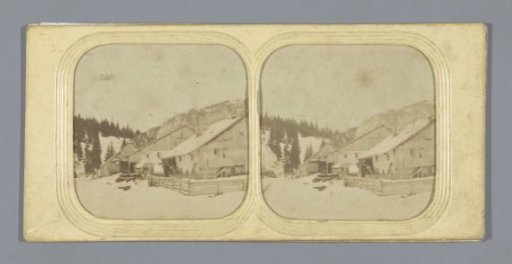 Landscape with wooden houses in Switzerland