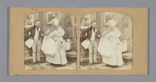 Servant showing two babies to a startled father