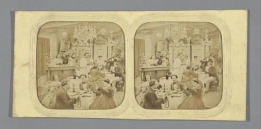 Interior of a restaurant with diners