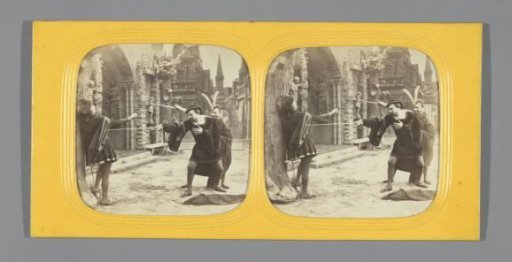 Scene from Faust with three duelling men