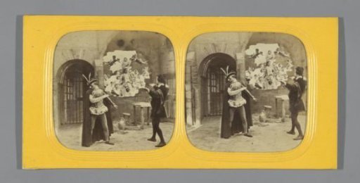 Scene from Faust with two men with a vision