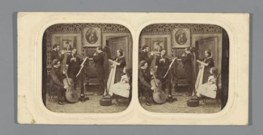 A company playing music, a girl watching