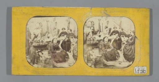 A group of people making decorations