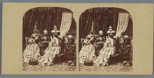 Alexis Gaudin, his Wife and Daughters Looking at Stereographs