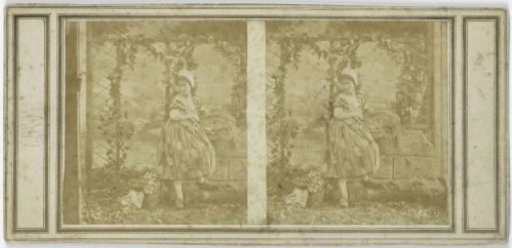 Young woman with a flower basket in a bower