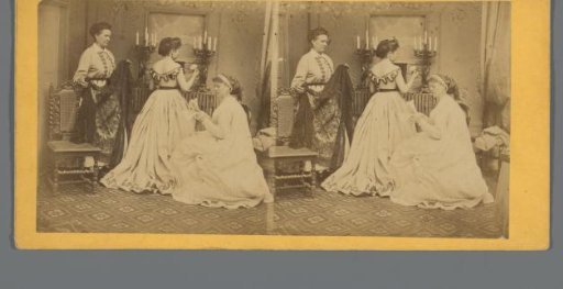 Three women getting ready in a boudoir