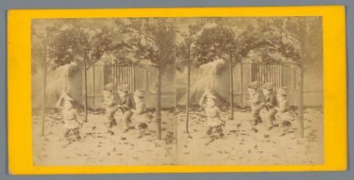 Staging of dolls in a setting, representing four soldiers in the attack