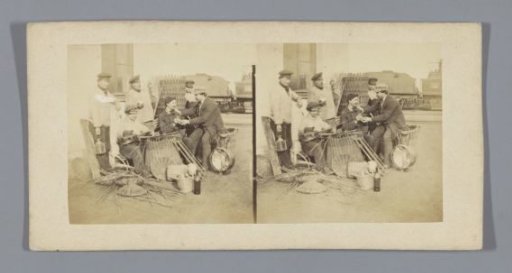 Basket weavers on a street corner