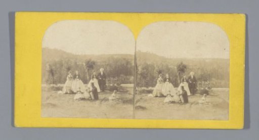 Family with children in a garden