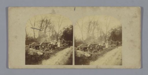 Country road with a horse-drawn cart and two figures