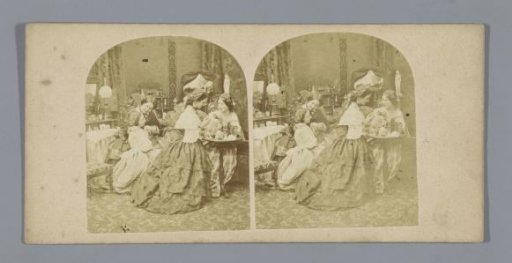 Women in a room attending to themselves