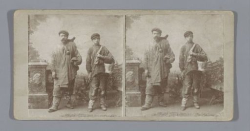 Portrait of two unknown workmen with attributes